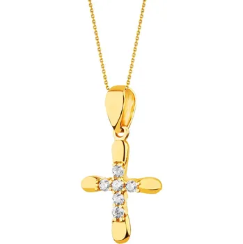Přívěsek Zlatý přívěsek se zirkony - kříž - AP529-3528