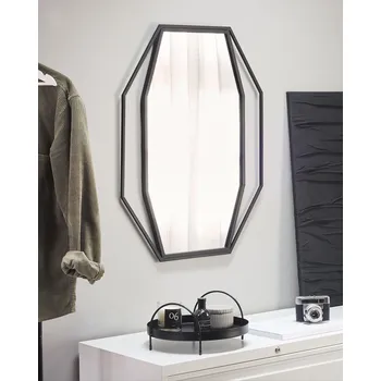 Nástěnné zrcadlo šedé 80 x 60 cm v geometrickém tvaru osmiúhelníkové Moderní Beliani