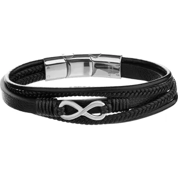 Náramek Náramek z ušlechtilé oceli a kůže - nekonečno - AZ533-7611