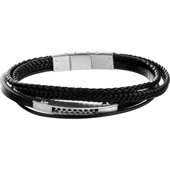 Náramek Náramek z ušlechtilé oceli a kůže - AZ533-7608