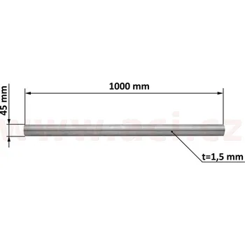 Kouřovod univerzální roura výfuku 1 m NEREZ, vnější průměr 45 mm, tl. 1,5 mm TYLL, VK P8945N