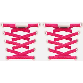 Tkaničky do bot Elastické tkaničky do bot široké - Typ E - zacvakávací, dvojitá koncovka, jeden pár - Tmavě růžové, 100 cm