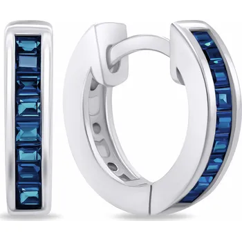 Náušnice Brilio Silver Stylové stříbrné kruhy s modrými zirkony EA664WB + 2 měsíce na vrácení zboží