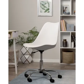 Kancelářská židle bílá syntetická kůže s kolečky, výškově nastavitelná, moderní Beliani