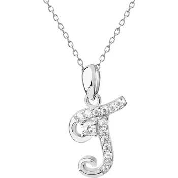 Přívěsek Stříbrný přívěsek se zirkony - písmeno T - AP536-2719