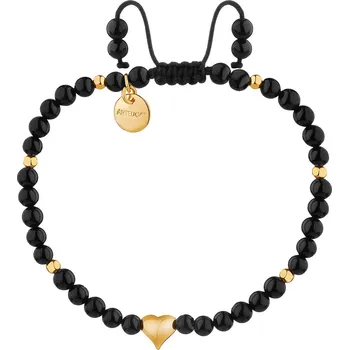 Náramek Pozlacený náramek z mosazi s acháty - srdce - AR536-5590