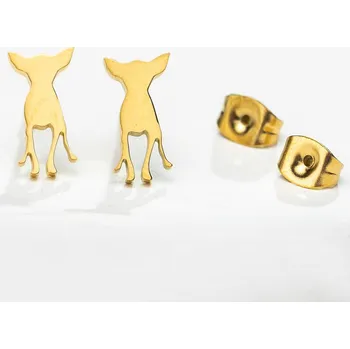 Souprava šperků Pusety silueta pejsků chirurgická ocel - Povrchová úprava Zlatá galvanizace VL 339