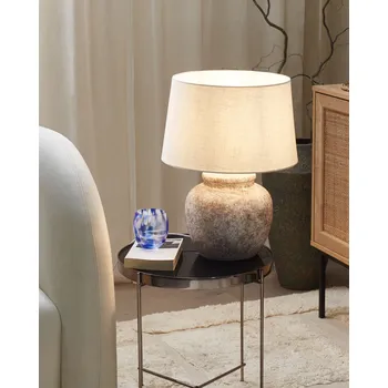Lampička Stolní lampa béžová keramická 50 cm se stínidlem boho noční lampa do obývací pokoj ložnice Beliani