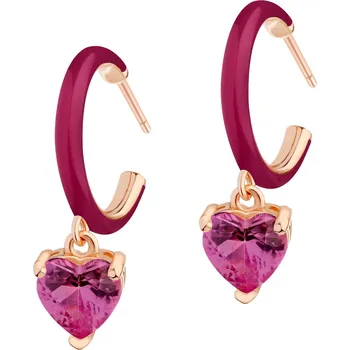 Náušnice Pozlacené náušnice z mosazi s křemeny a smaltem - srdce - AR537-9430