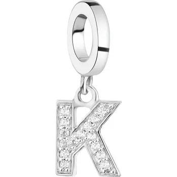 Přívěsek Stříbrný přívěsek Beads se zirkony - písmeno K - AP522-5915