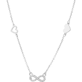 Náhrdelník Stříbrný náhrdelník se zirkony - nekonečno, srdce - AP536-6965