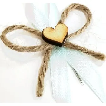 Svatební mašličky se srdíčkem a jutou 4 cm - bílé