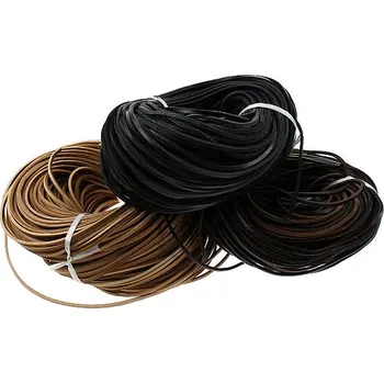 Řemínek kožený plochý 3mm tři barevné kombinace - Barva kůže Černá KU 014-1