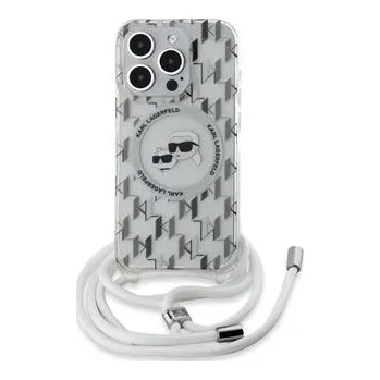 Pouzdro na mobilní telefon Karl Lagerfeld IML Monogram Crossbody K&CH Heads MagSafe Zadní Kryt pro iPhone 15 Pro Max Transparent