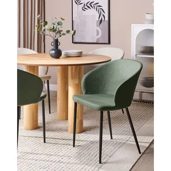 Jídelní židle Sada 2 jídelních židlí tmavě zelená čalouněná černé nohy nábytek do jídelny v retro stylu Beliani