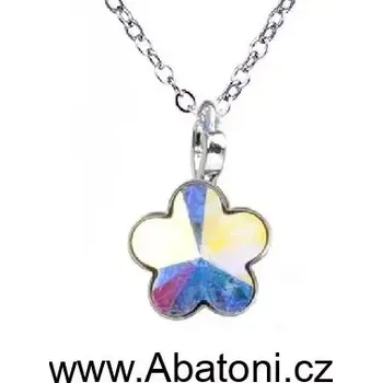 Náhrdelník Swarovski Elements Flower - Stříbrný náhrdelník (přívěsek + řetízek) bílá kytička, květinka 34239.1 Crystal AB (bílá, křišťálová, duhová, měňavá)