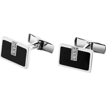 Manžetový knoflíček Manžetové knoflíčky z bílého zlata s brilianty a onyxy - ryzost 585 - 220.620