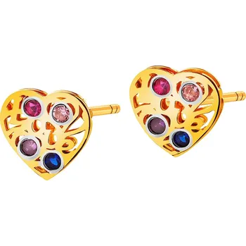 Náušnice Zlaté náušnice se zirkony - srdce - AP535-5956