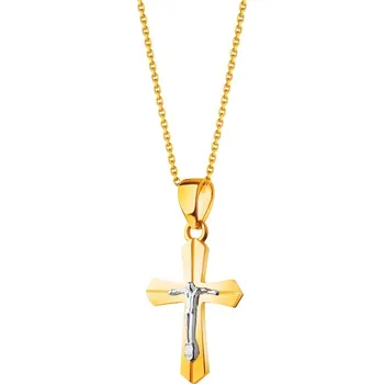 Přívěsek Zlatý přívěsek - kříž s podobiznou Krista - AP532-3875