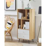 Knihovna tmavý ořech s bílou MDF 139 x 60 x 40 cm se dvěma zásuvkami moderní styl obývací pokoj Beliani