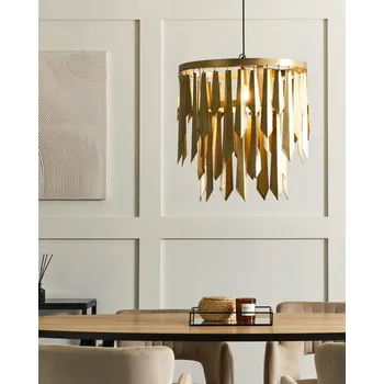 Osvětlení Závěsná lampa mosazná barva kovový železný lustr retro styl obývací pokoj Beliani