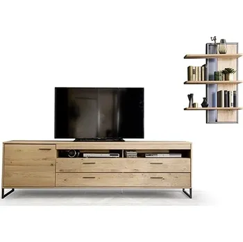 Obývací stěna Obývací stěna PORTLAND III (Dub Bianco), Bez LED osvětlení