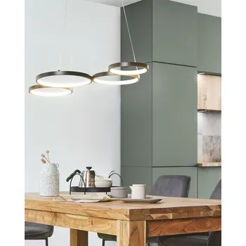 Závěsné svítidlo LED černé hliníkové 4 kruhové závěsné svítidlo do jídelny do ložnice do obývacího pokoje 130 cm Beliani