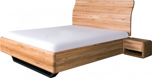 Manželská postel ARIA čelo esovité, kovová podnož, 180 cm, dub nature