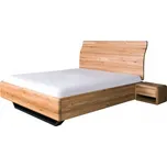 Manželská postel ARIA čelo esovité, kovová podnož, 180 cm, dub nature