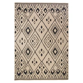 Koberec Venkovní kusový koberec Bora, 170 × 120 cm, béžový s černým vzorem, 100% polypropylen S2-5958