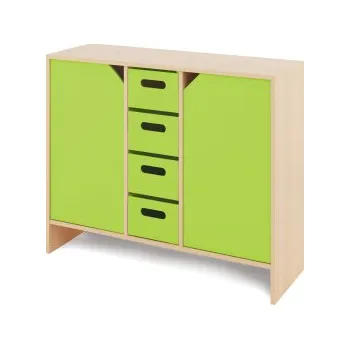 Zahradní úložný box Střední skříň s velkými kartonovými kontejnery a dvířky KLASIKO Zelená