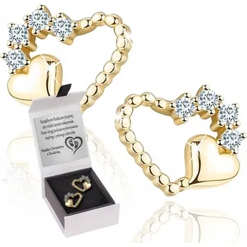 Náušnice ZLATÉ NÁUŠNICE PRO DÍVKU SRDÍČKA STŘÍBRO GRAVÍROVÁNÍ