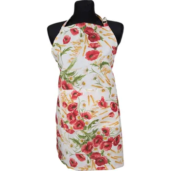 Kuchyňská zástěra Tegatex Kuchyňský set zástěra a chňapka - Květy vlčích máků na bílé Sada: Chňapka