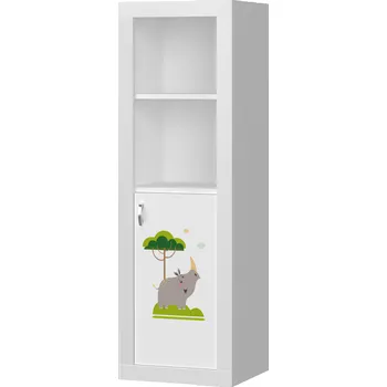 Dětská skříň Regál FILIP I malý s motivem ZVÍŘÁTKA (Bílá)