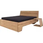 Manželská postel KUPÉ s plným čelem u nohou, divoký dub