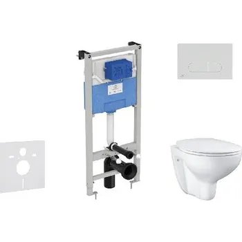 WC sada Ideal Standard ProSys - Set předstěnové instalace, klozetu a sedátka Bau Ceramic, tlačítka Oleas M1, Rimless, SoftClose, chrom mat ProSys120M SP65