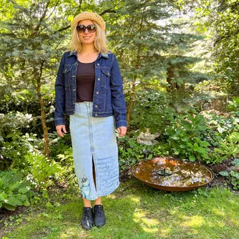 Dámská sukně Kočičí džínová malovaná sukně velikost 38