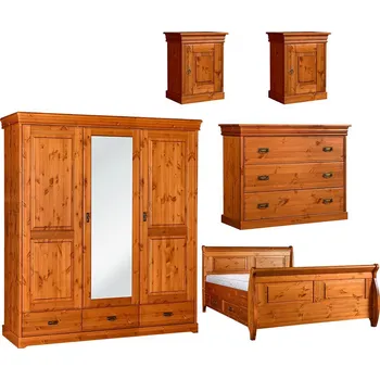 Ložnicová sestava Massivo.cz Ložnice Toskania 3D (Postel 180x200) odstín Medový, masiv, borovice