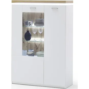 Komoda Vitrína CALI IV (Bílá + Dub)