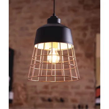 Závěsné stropní svítidlo s černým kovovým stínidlem a 1 žárovkou v industriálním stylu Beliani