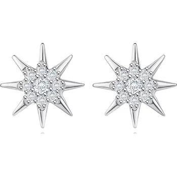 Náušnice Náušnice ze stříbra 925 - motiv slunce, kulaté čiré zirkony, puzetky