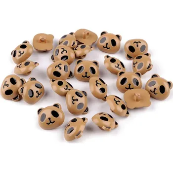 Knoflík Knoflík dětský zajíc, medvěd, panda 25 kusů - 6 hnědá světlá medvěd