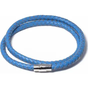 Šperk Splétaný náhrdelník z pravé kůže 6 mm Modrý, Délka 65cm Lodestar 97k-cube