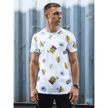 Pánské tričko Dstreet Bílé tričko s trendy letním potiskem