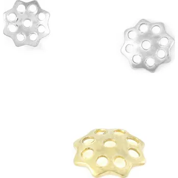 Materiál na výrobu šperku Nerezové kaplíky kytičky - 100Ks - 8,5mm / Nerez SL / 1Ks