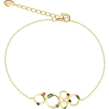 Náramek Pozlacený stříbrný náramek se zirkony - kroužky - AP537-5447