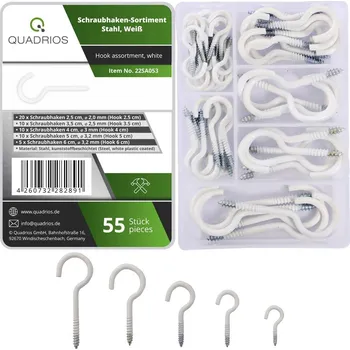 Kabelové oko Quadrios 22SA053 Sada šroubovacích háků, bílá, 55 ks 55 ks