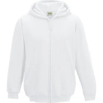 Chlapecká mikina Just Hoods Dětská zipová mikina s dvojitou kapucí a česaným fleecem zevnitř Barva: Bílá, Velikost: 7-8 let JH050K