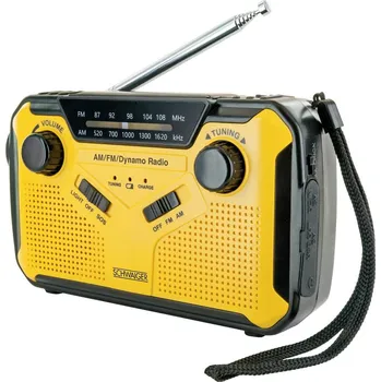 Radiopřijímač Schwaiger RADK0001 outdoorové rádio, FM, AM, FM, Ruční klika, Solární panel, voděodolné, nárazuvzdorné, stolní lampa, žl