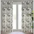 Závěs Eurofirany Sandy závěs na pásce květinový potisk/stříbrné lístky 140 x 300 cm
